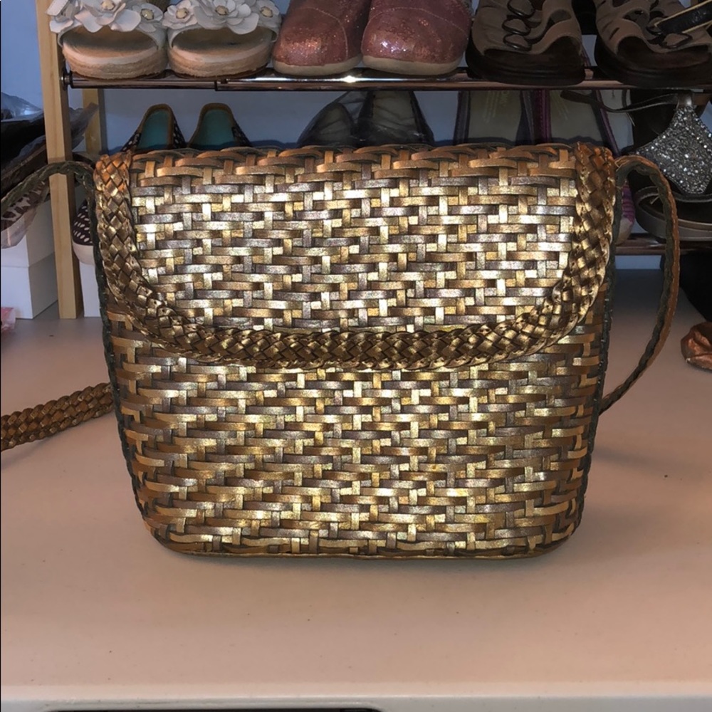 Exquisite LEATHER Basket Weaved Handbag By L.J.S.